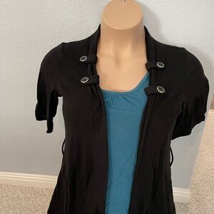 Black Cardigan with Button Accents
